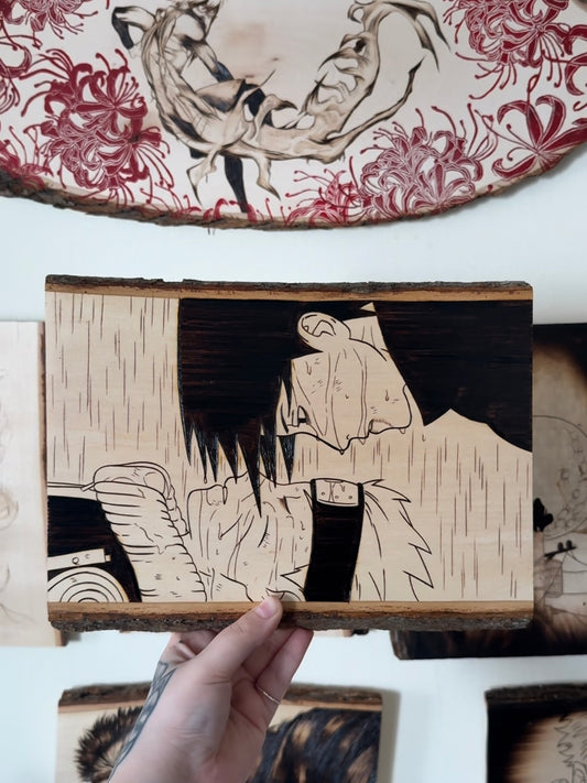 Naruto & Sasuke Woodburning