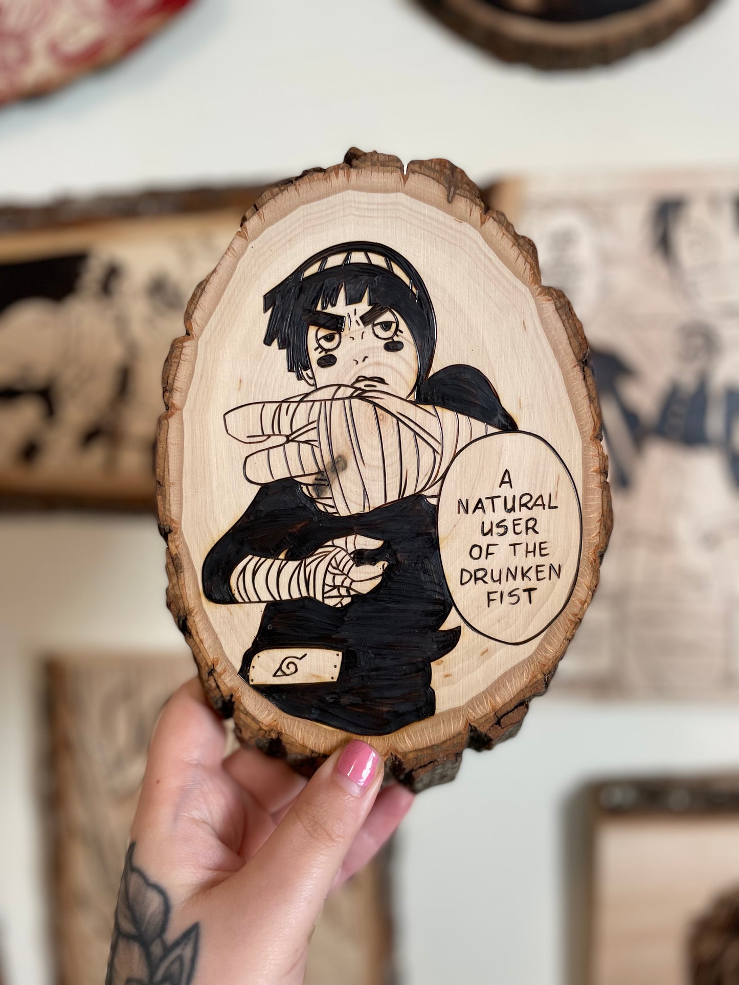 Rock Lee Drunken Fist Woodburning