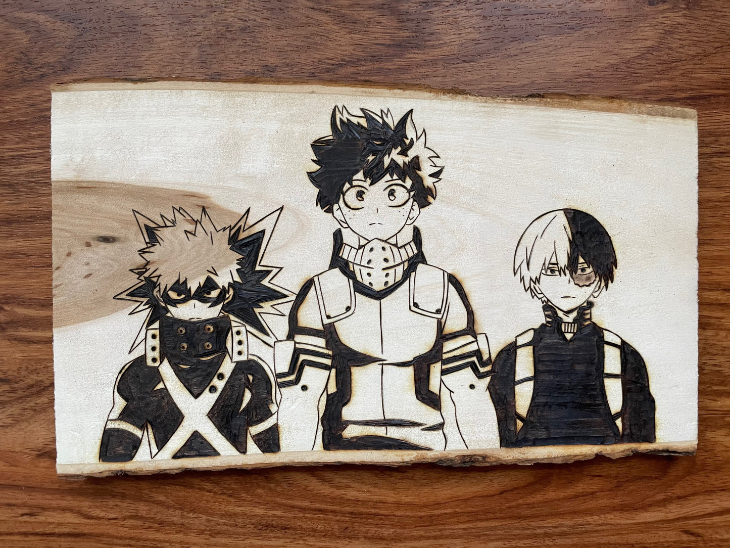 Three Hero's Plank Woodburning