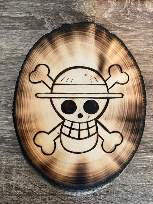 Straw Hat Jolly Roger Woodburning