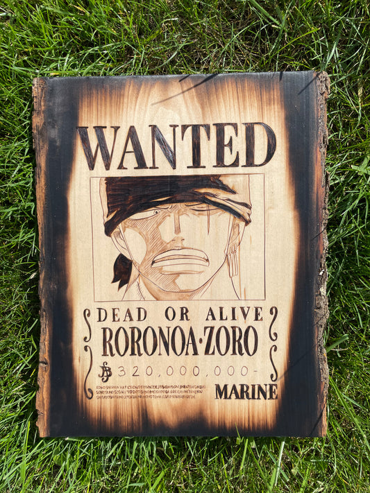 Zoro Wanted Woodburning